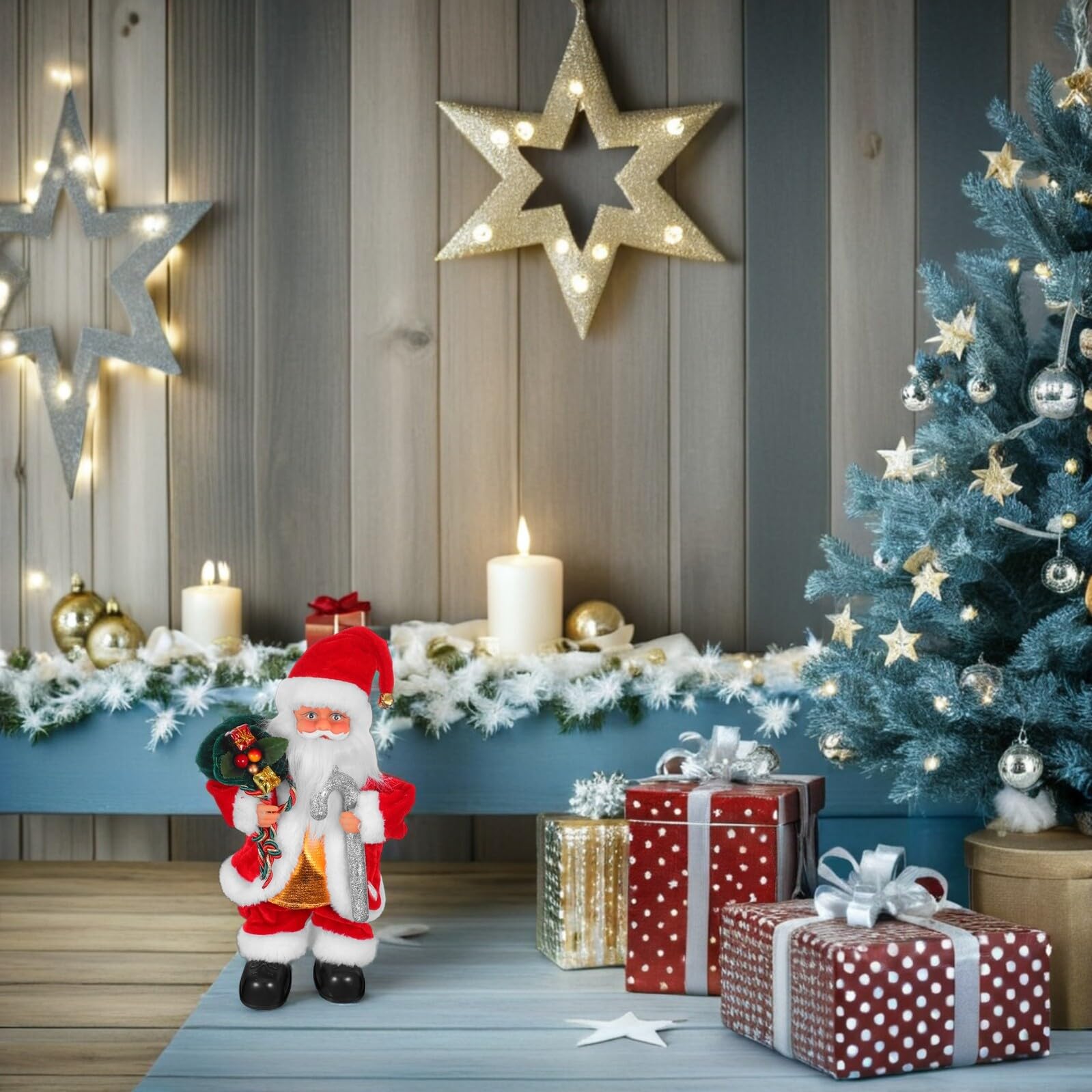 GALPADA Juguete de Papá Noel Eléctrico con Música y Movimiento Muñeco de Navidad Decorativo para Regalos de Fiesta y Adornos Navideños Casa