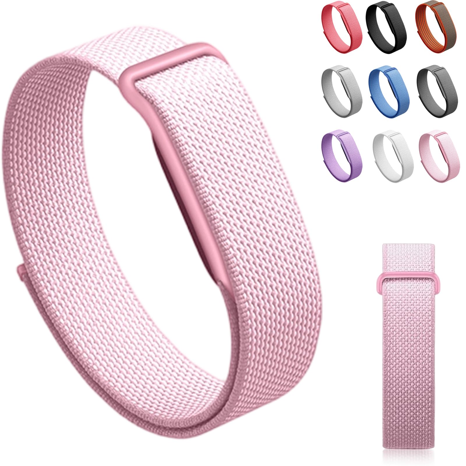 Siebkorb for Google Fitbit Air Nylon Band,Hook and Loop Strap Replacement,Breathable Sport Loop,Adjustable Woven Wristband for Fitbit Air Screenless Fitness Tracker,Non-Original (1, Nylon-Pink)