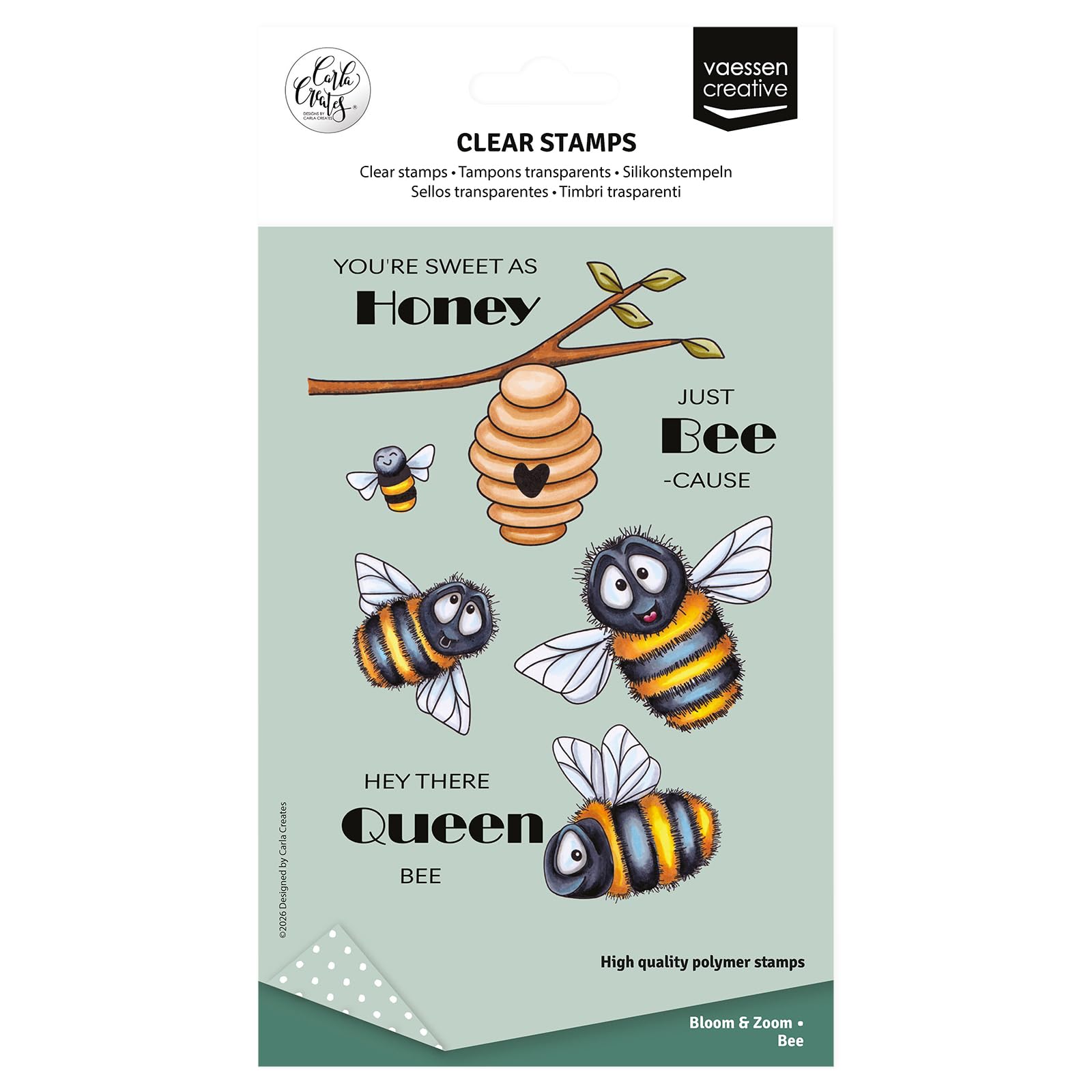 Vaessen Creative Clear Stamps 13 Pcs - Bee - Scrapbooking, Stamping and Card Making Supplies for Crafting
