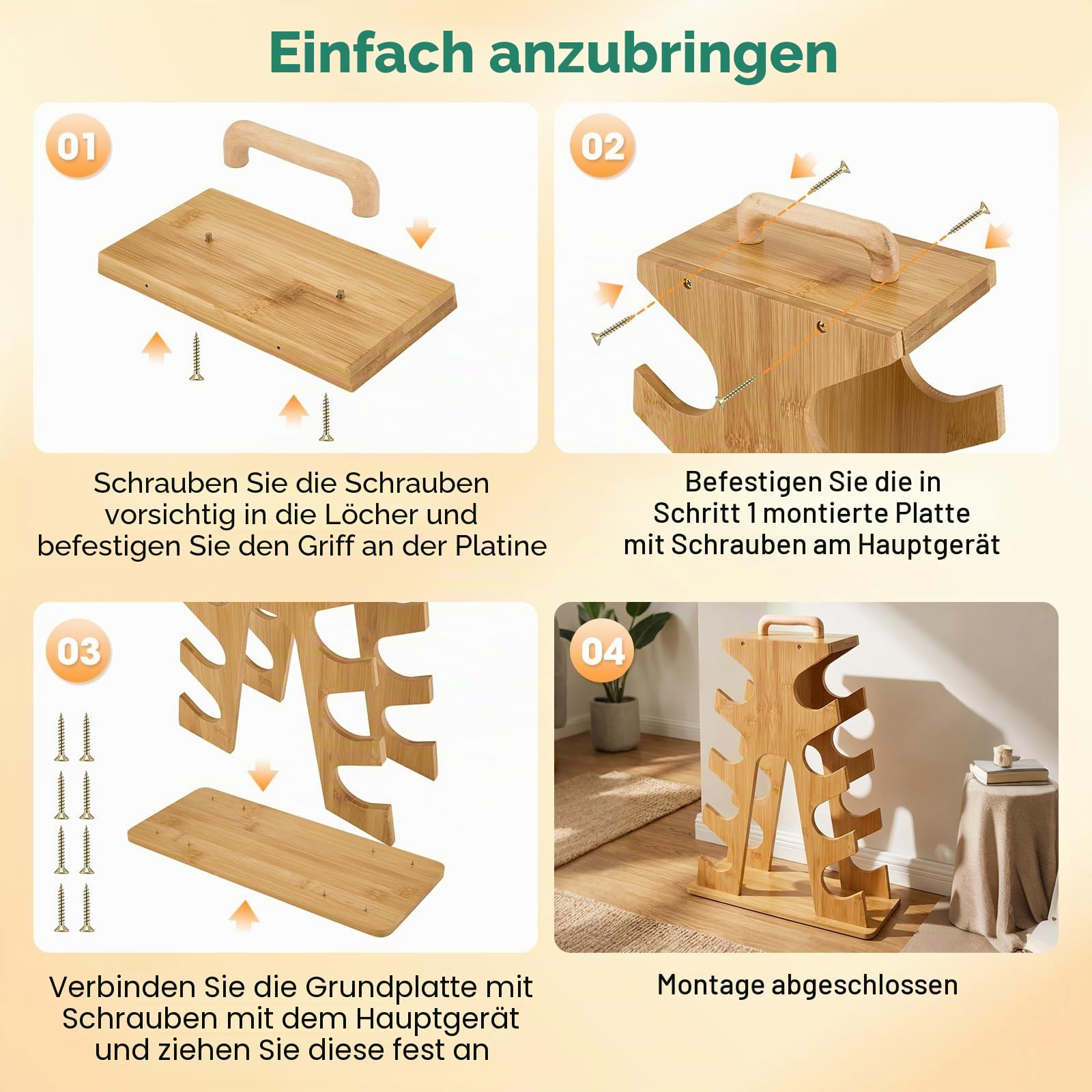 Holz-Hantelständer A-Rahmen–Gewichtsregal mit 4 Ebenen für 3–7 kg Hanteln, Platzsparender Trainingsständer mit Tragegriff & Anti-Rutsch-Füßen, Robustes Fitness-Organizer für Home Gym (Hanteln separat)