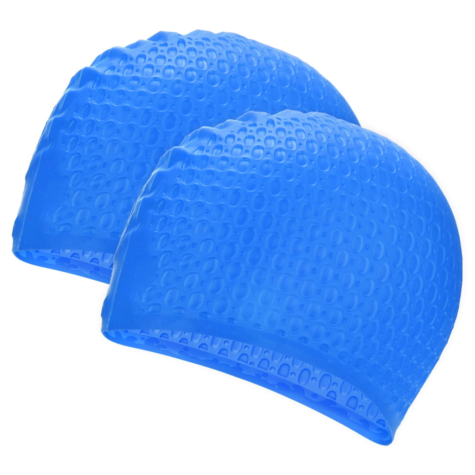 M METERXITY 2-Pack Silicone Teardrop Swim Cap, 7.5" Opening 7.1" H Durable Swimming Hat Unisex Non-Slip Waterproof Swimming Caps for Pool Training/Triathlon [Dark Blue]