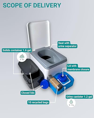 Miniatura 9 de TRELINO Inodoro de compostaje Evo  Inodoro portátil para camping y al aire libre  Inodoro  Inodoro para furgonetas de camping