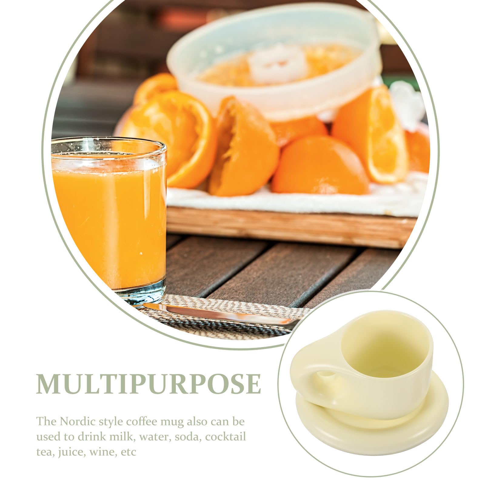Bauchige Keramik Kaffeetasse 400ml 1 Satz mit Untertasse Weiß