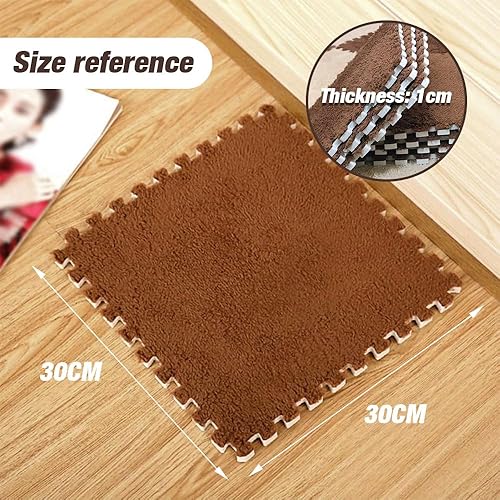 Miniatura 2 de Tapete de espuma de retazos de felpa de 10 piezas, 12 pulgadas x 12 pulgadas de grosor para niños entrelazados, alfombra de piso de espuma de