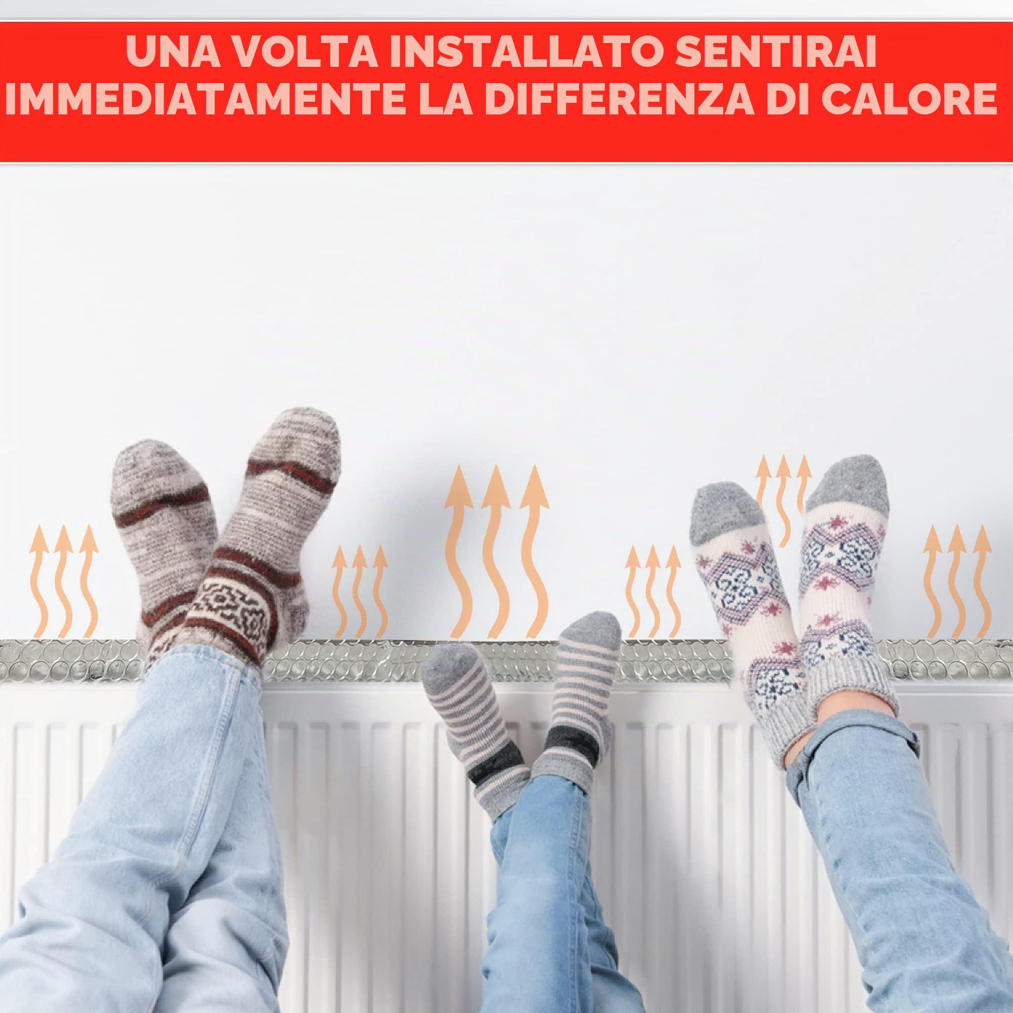 Rotolo di pellicola riflettente per radiatori, 5 m x 60 cm, pannelli e foglio isolante per termosifoni, pellicola riflettente per radiatori, isolamento termico per termosifoni, include cuscinetti