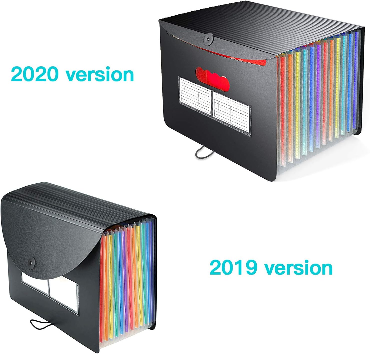 Accordian File Organizer,12 Pockets Expanding File Folder with Expandable Cover, Portable Filing Box Desktop Accordion Plastic Folders, Colored Paper/Document/Coupon/Receipt Organizer(A4/Letter Size)