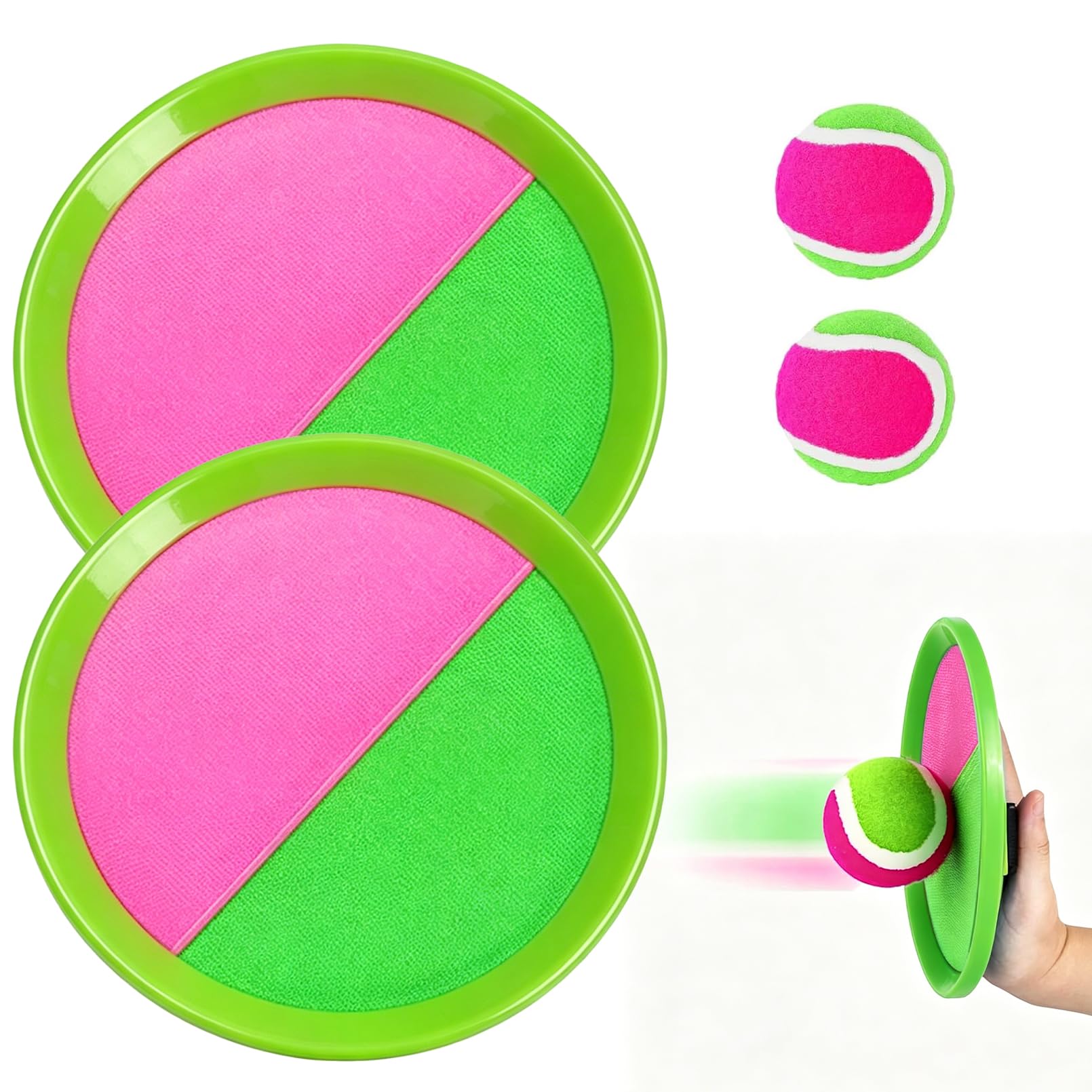 Captura Bolas Raqueta Set, Juego de Bola y Lanzamiento, 2 Palas y 2 Bolas, para Playa Agua Jardin Exterior Interior Piscina Terraza, Infantiles Adult 2 3 4 5 6 7 8 9 10 Años