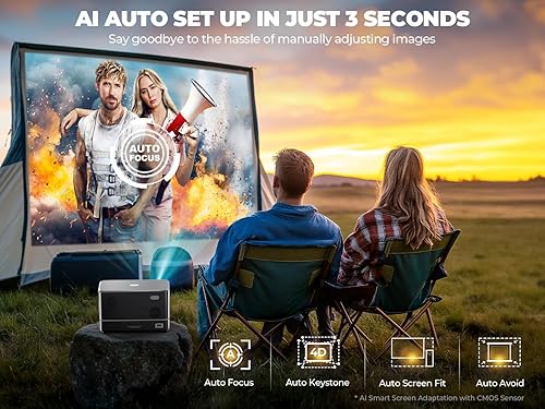 Miniatura 4 de Auto FocusLCD de 5 pulgadas Proyector para exteriores DBPOWER 4K con WiFi 5G y Bluetooth, proyector portátil 1000ANSI nativo 1080P con motor