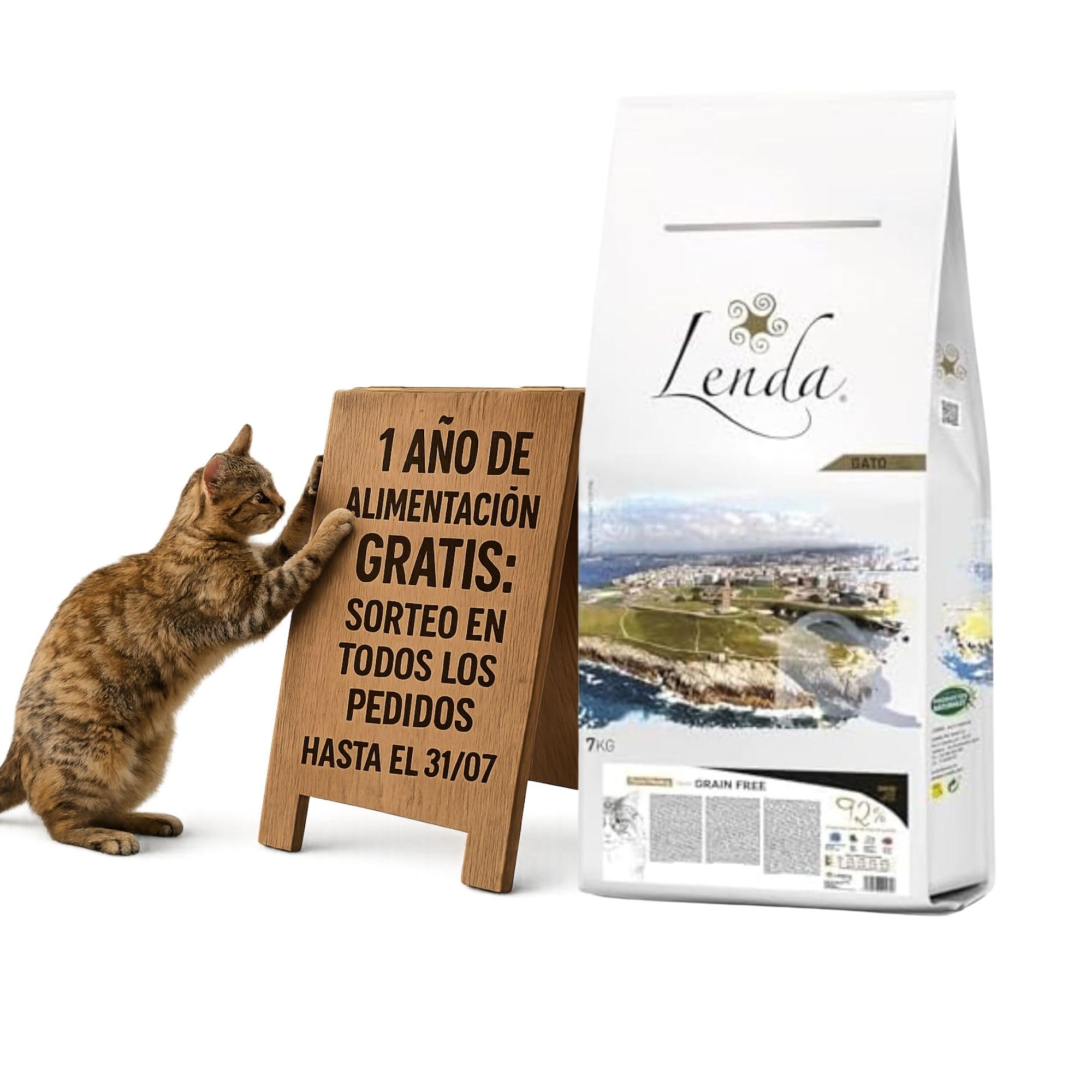 Lenda Gato Adult Farm Poultry 7Kg - Pienso SIN Cereales para Gatos Adultos | Comida Natural con Botánicos y Probióticos | Hipoalergénico