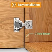 Vista 8 de Chibery 50 Pack 1-5/16" Overlay 3D Soft Close Concealed Hinge for Face Frame Door, Smooth Slow Self Closing Hinges, Satin Nickel, Hidden 105° Open
