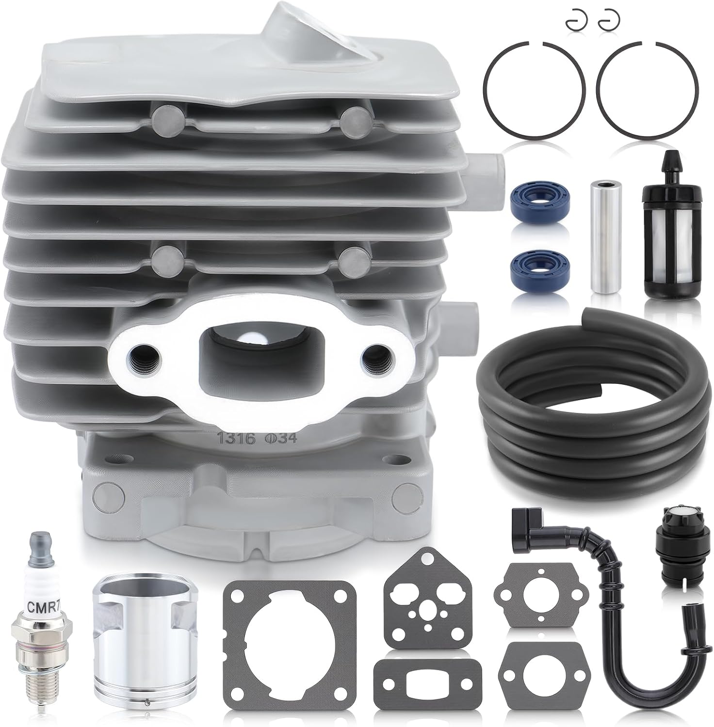 Carbhub BG86 Cylinder Piston Kit for Stihl BG86 BG86C SH86C BR200 SR200 Blower Replace 4241 020 1203, 4241 020 1204 with Fuel Line Hose Filter Tank Vent Gasket