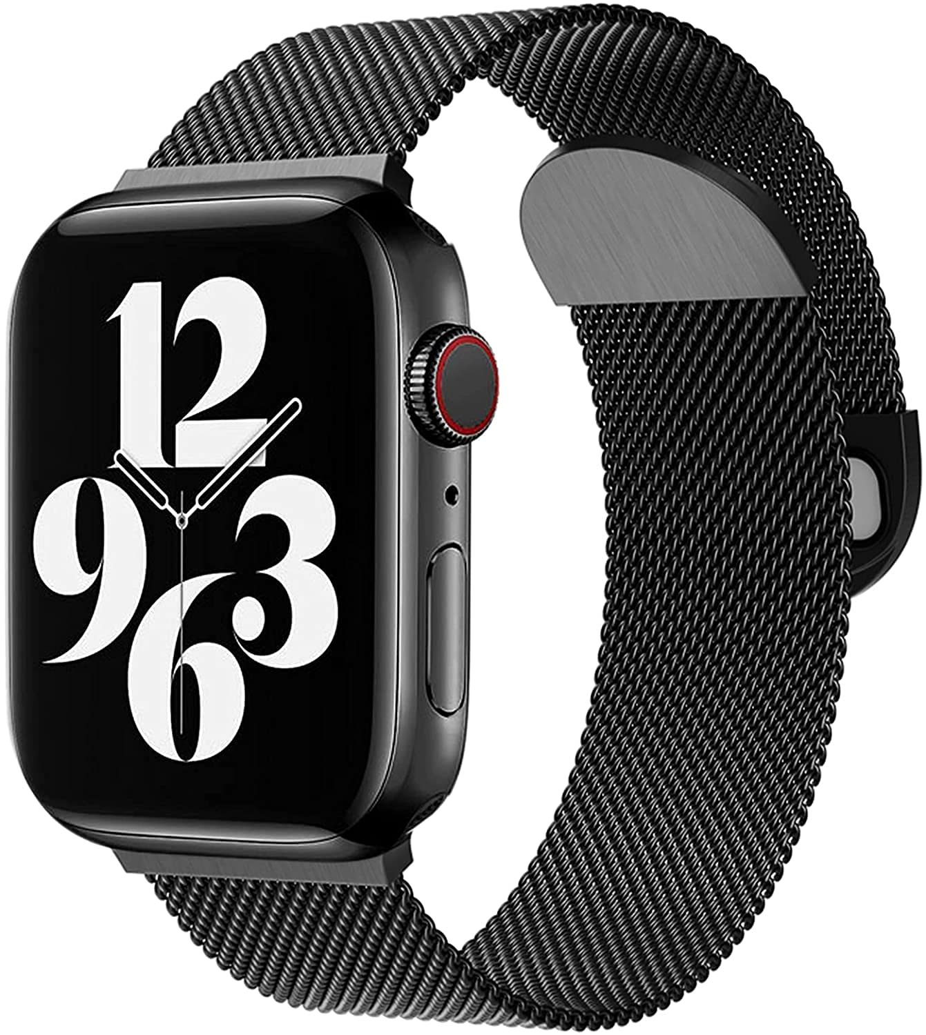 BONACE Straps Compatible with Apple Watch 38mm 40mm 41mm 42mm 44mm 45mm,Loop Adjustable Metal Stainless Steel Magnetic Strap for Apple Watch Series 7/6/5/4/3/2/1 /SE (38/40/41 mm, Black)