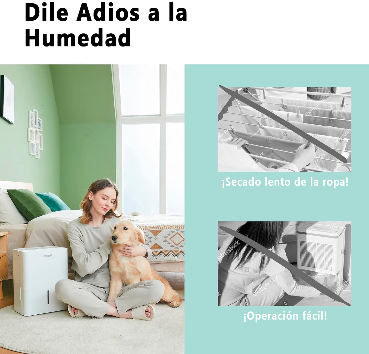 COMFEE’ Deshumidificador 10L para Humedad interior hasta 20 m2 / 50 m3 - Deshumificador Silencioso compacto y de bajo consumo - Deshumificadores de humedad con depósito extraible y reinicio automático
