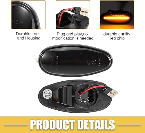 Miniatura 5 de Luz de marcador lateral LED MR522027 MI2570101 Luces de señal de giro delanteras Lámparas para Mitsubishi Outlander 2003-2006 Lente negra Luz LED