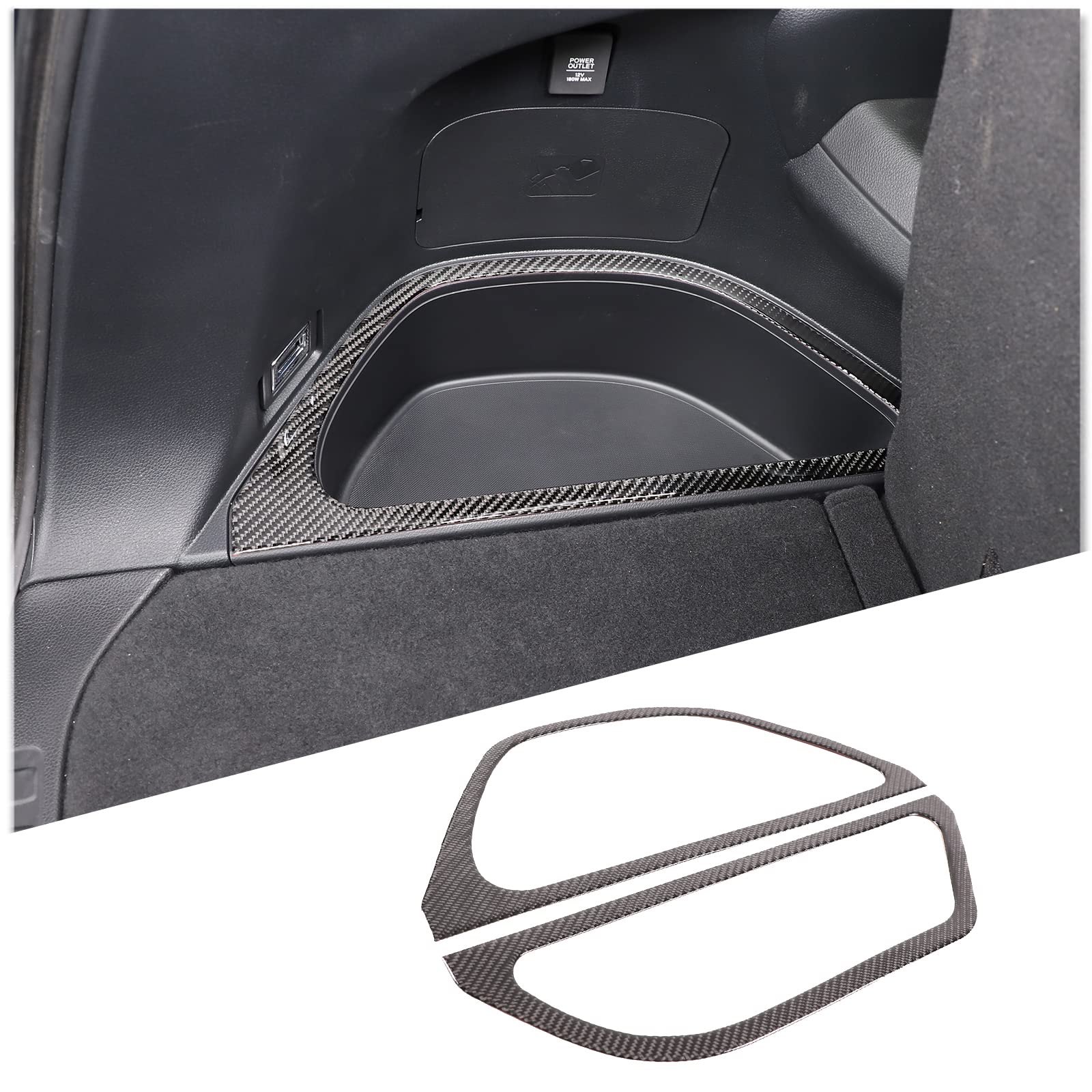 Qiosreui Rear Trunk Storage Box Slot Trim Cover for Honda Pilot 2016-2022/Passport 2019-2023, Rear Trunk Side Storage Organizer Bins Trim Frame Sticker, Carbon Fiber (Trunk Side Storage Slot Frame)