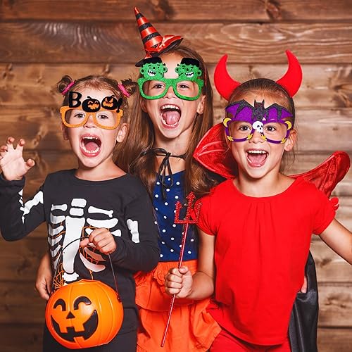Miniatura 5 de Garma 24 gafas de Halloween para niños, regalos de fiesta de Halloween, gafas de plástico con purpurina, accesorios de cabina de fotos de Halloween,