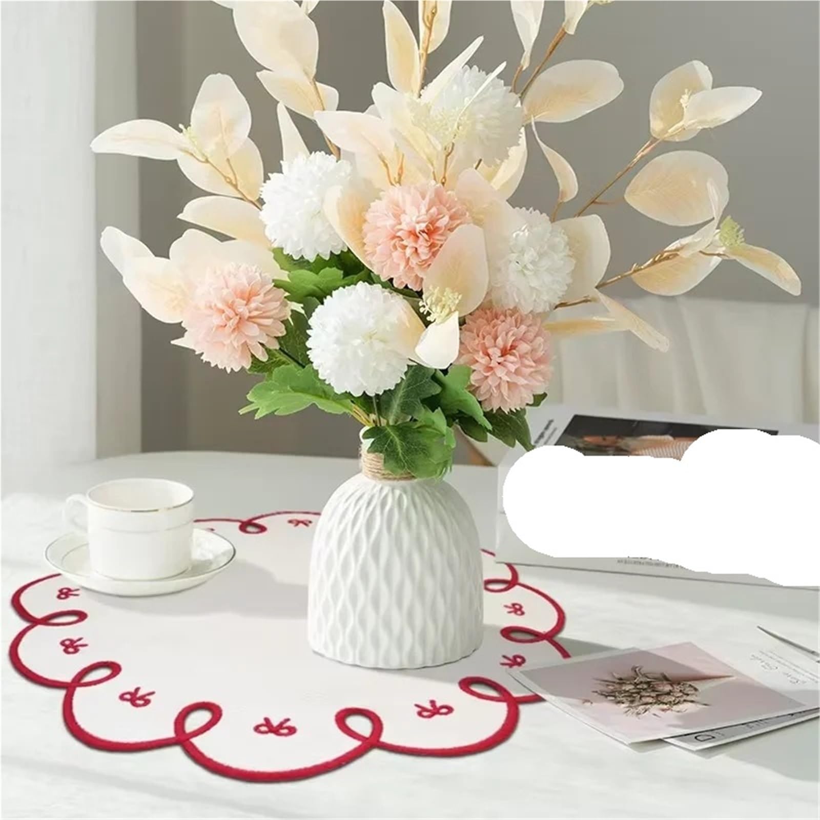 Manteles Individuales Sistema Cuadrado Bordado de la decoración del Mantel Individual, especialidad Lavable aislada(Wave 6pcs)