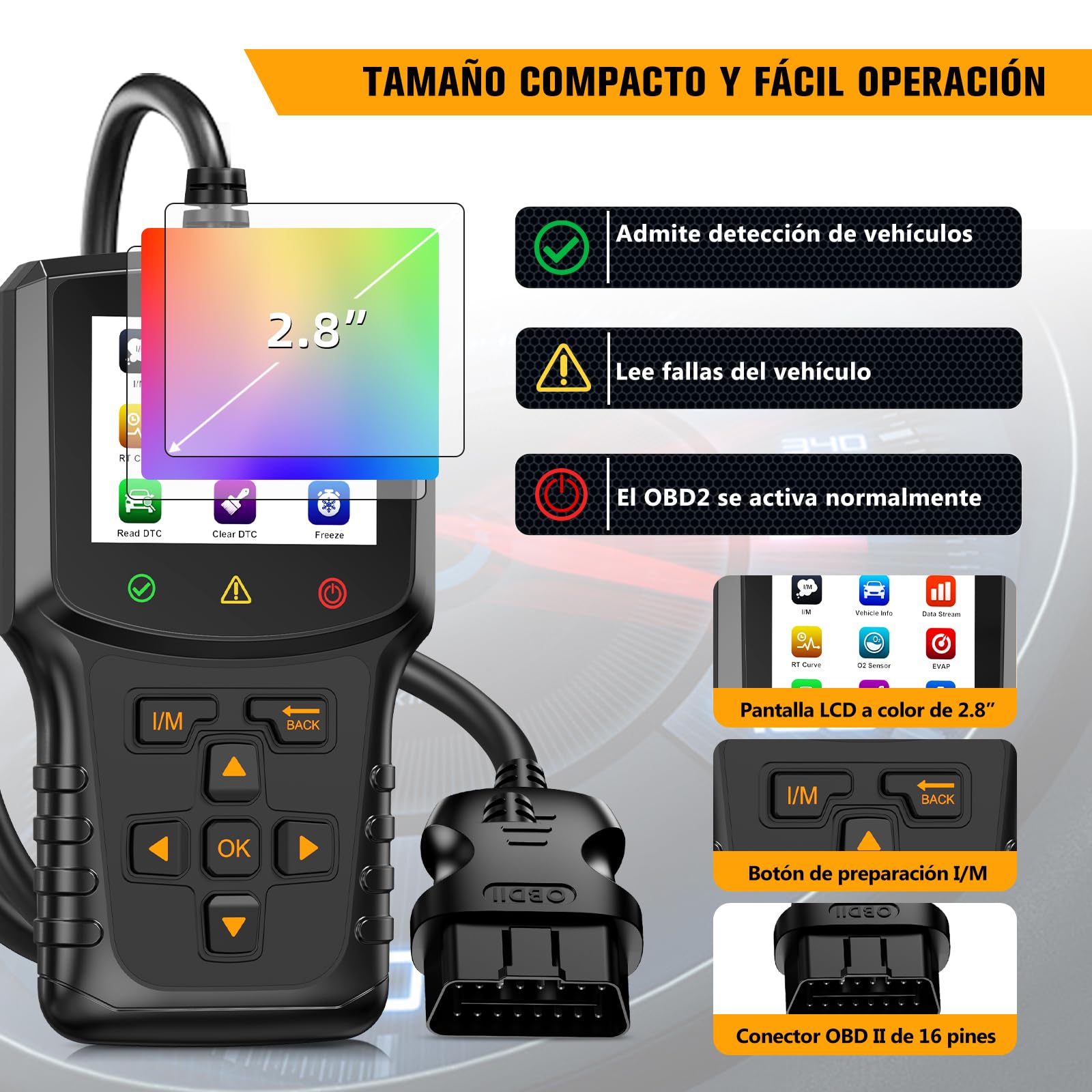 OBD2 Diagnosis Coche OBD Scanner: Máquina Diagnostico para Coche Multimarca- Lector Códigos Fallos Motor Autos Completas OBDII Funciones - Maquina Escaner Compatible BMW Mercedes Audi Vehículos OBDII