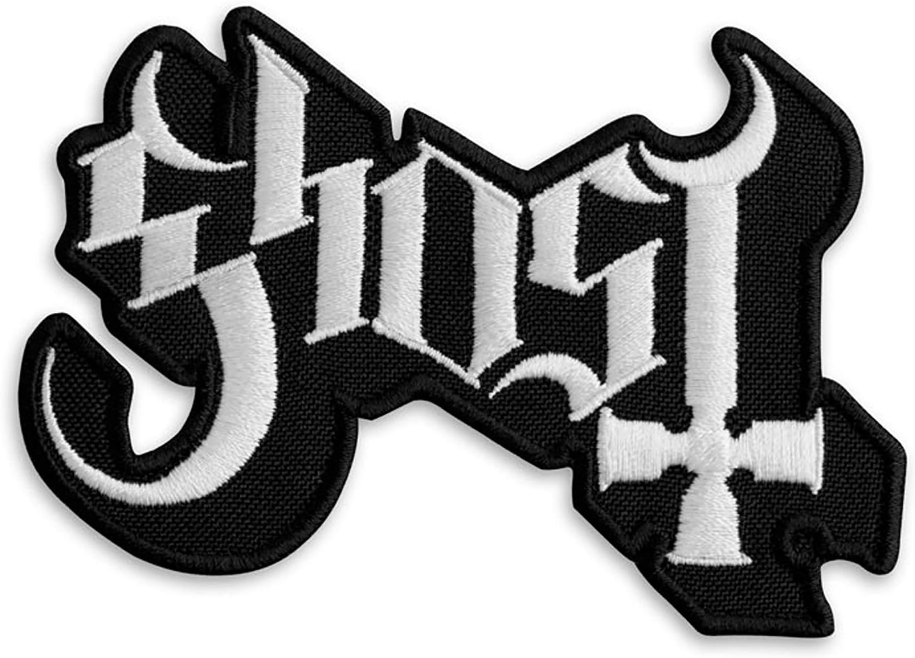 Ghost Inspired Patch - Rock Emblem Embroidered Iron-on Patches - Heavy Metal Embroidery Emblem – Iron On and Sew On Applique Patch for Bikers - 3.8 x 2.6 inches