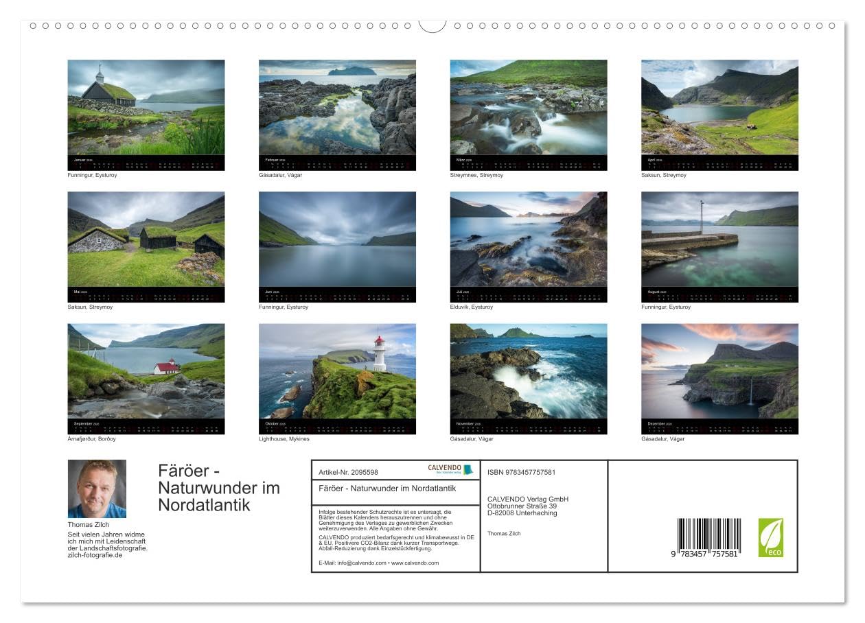 Färöer - Naturwunder im Nordatlantik (hochwertiger Premium Wandkalender 2026 DIN A2 quer), Kunstdruck in Hochglanz: Atemberaubende Inselwelt im Nordatlantik