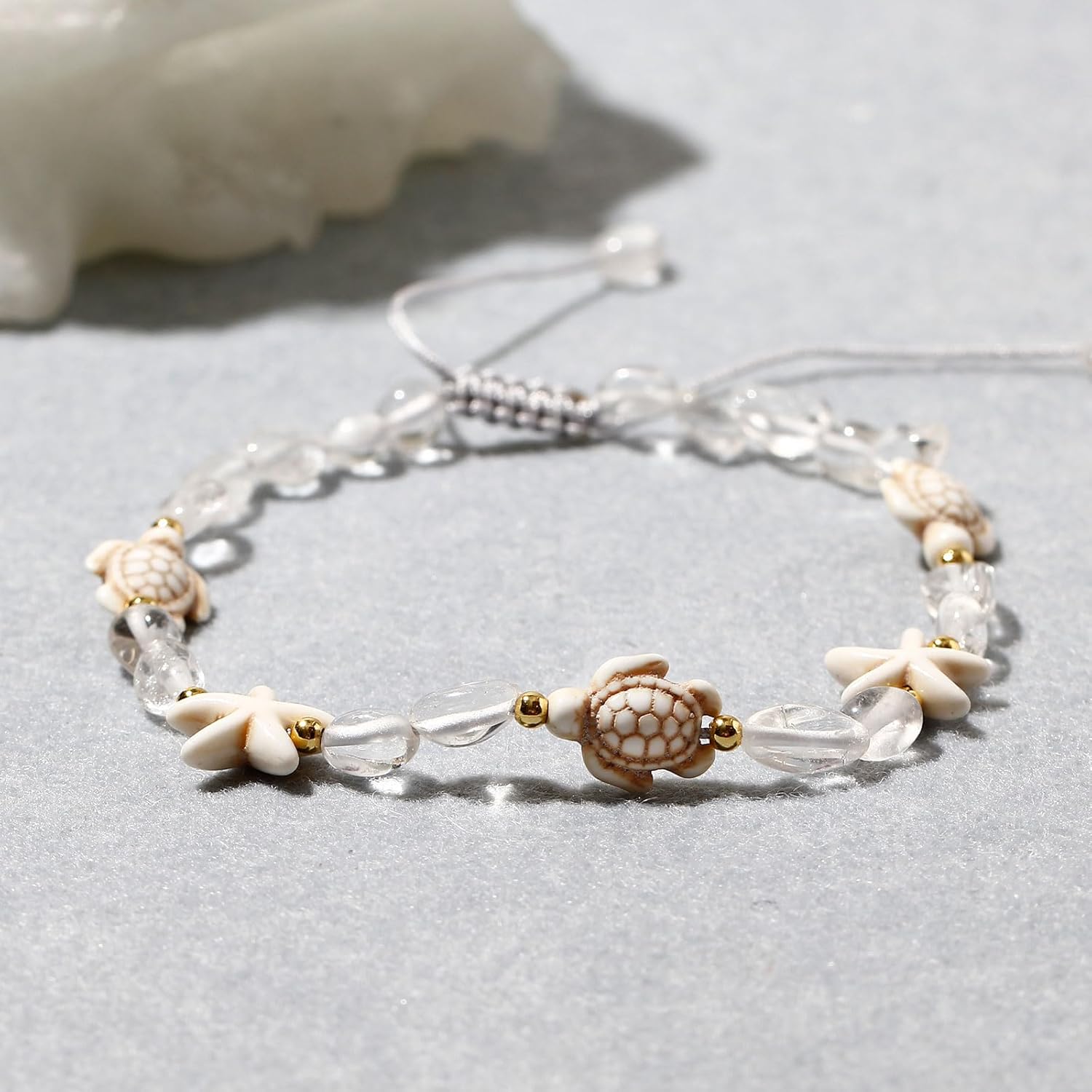 Boho Turtle Starfish Ankle Bracelets for Women Tumbled Crystals Beaded Anklet Summer Hawaii Beach Adjustable Party Foot Jewelry - Image 7