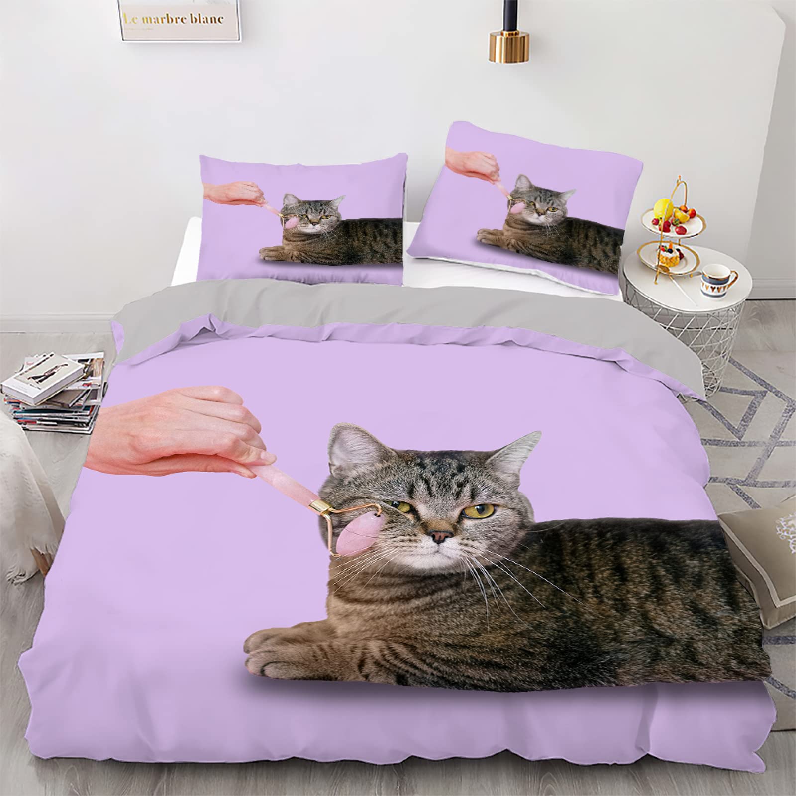 Parure de lit 240 x 260 cm microfibre fuchsia avec housse zippée