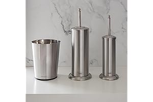 Bath Bliss Bathroom Essentials: Trash Can, Plunger & Toilet Brush Trio in Lustrous Stainless Steel