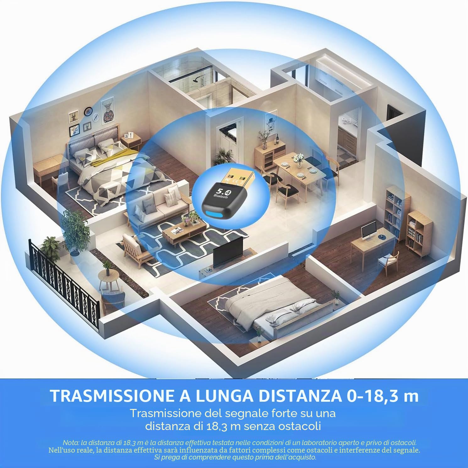 Adattatore Bluetooth 5.4 USB per PC, chiavetta USB Bluetooth 5.4 Dongle EDR per Laptop Desktop Computer, supporta Windows 11/10/8.1/7