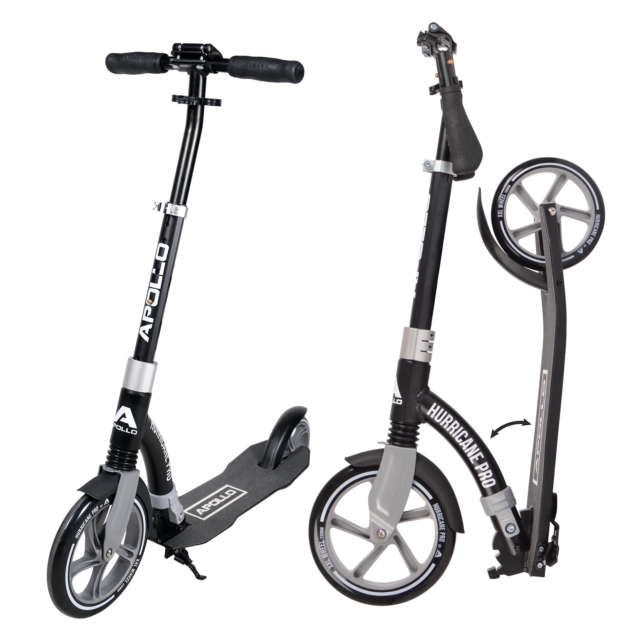 Apollo 230mm Giant XXL Wheel City-Scooter - Hurricane | Trottinette Freestyle Adulte avec Suspension | Trottinette Adulte Pliable et Réglable en Hauteur | Trottinette Adulte & Enfant à Partir de 7 ans