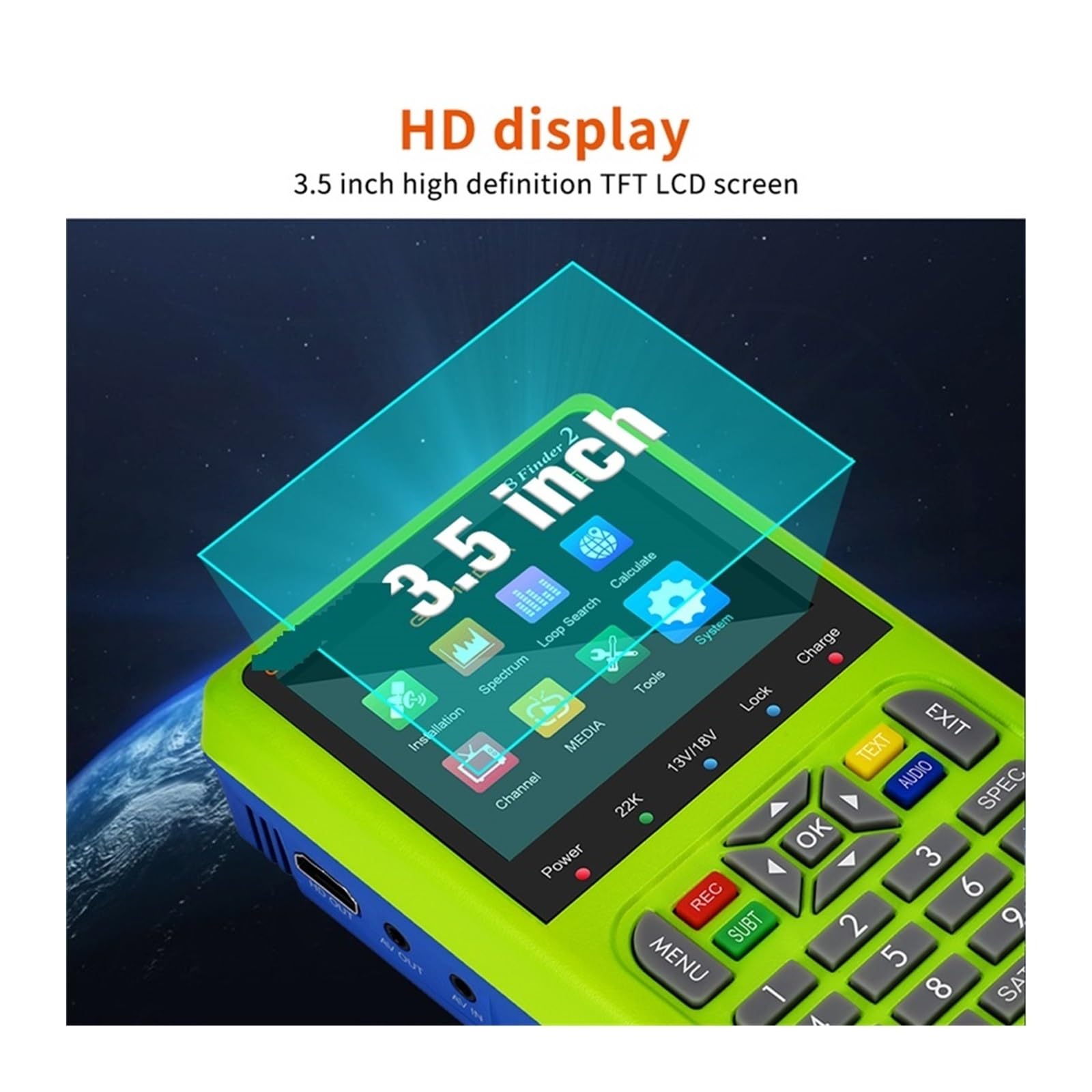 Cercatore satellitare, V8 Finder 2 Rilevatore di segnali satellitari DVB-S/S2/S2X Digitale 1080P HD H.264 Supporto CCM, VCM, ACM, ricevitore TV via satellite(Only v8 finder 2)