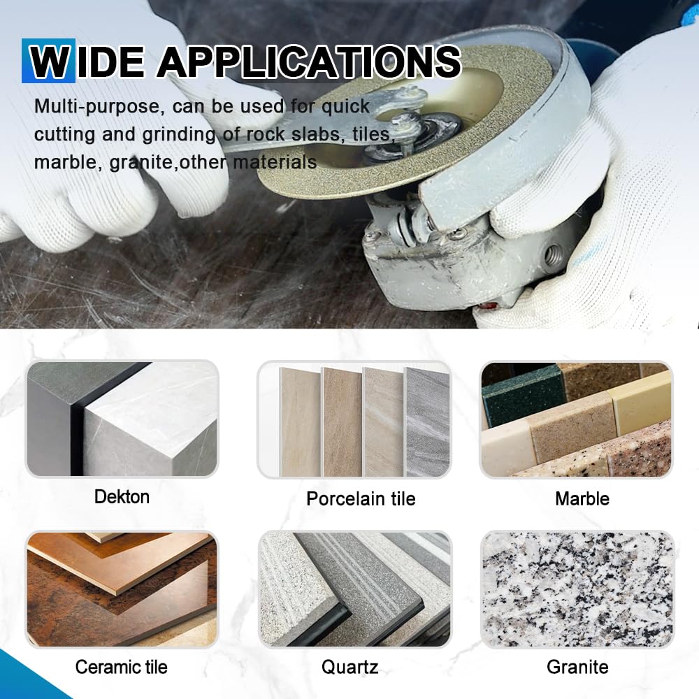 Rueda de molienda de diamante, 10 unidades de 5 pulgadas para azulejos de porcelana Dekton, cerámica, vidrio, granito, mármol, disco de molienda para eje de 7/8-5/8 pulgadas, 125 mm