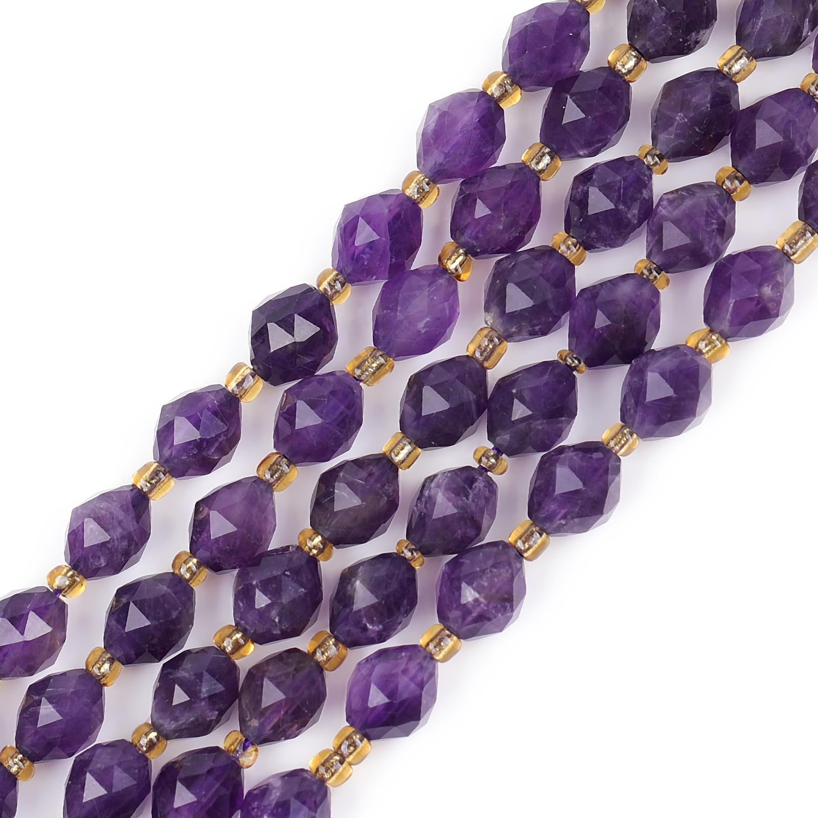 GEM-Inside 38Pcs AAA Grade Faceted Oval 6x8mm Natural Amethyst Gemstone Quartz Charms Spacer Beads for Jewelry Making — image 1