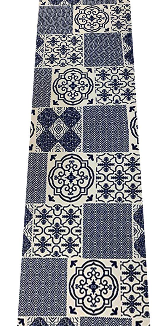 Tapis bleu 50x100 cm en tissu vif et fond PVC antidérapant résistant