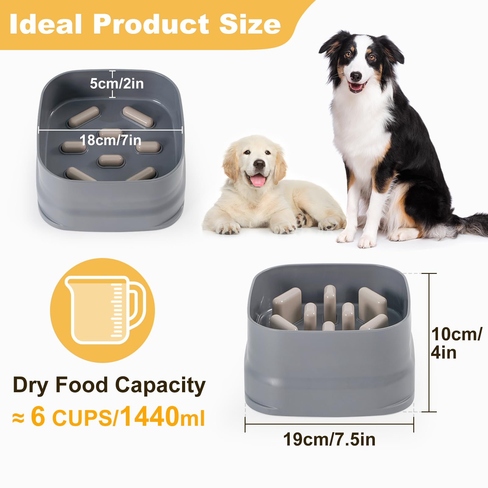 Sunhoo Tazones de alimentación lenta para perros de raza grande, rompecabezas para cachorros, cuenco de alimentación para laberinto, plato para perros pequeños y medianos, con bordes ajustables para