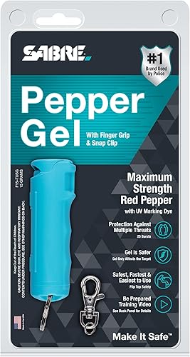 Miniatura 8 de Sabre Gel de pimienta con tapa abatible rápida, aerosol OC de máxima resistencia, clip a presión para un fácil transporte y acceso rápido, agarre de