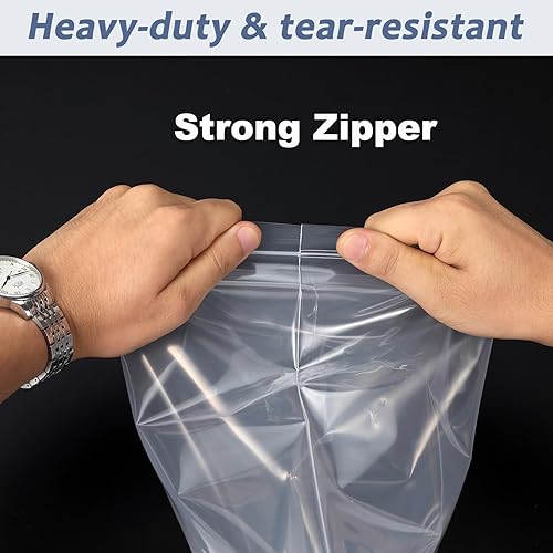Miniatura 6 de Foopama 20 PCS Bolsas de Plástico con Cierre Zip de Polietileno Transparente Grandes de 18" x 23" Gruesas de 4 Mil, Bolsas con Cierre Recerrable