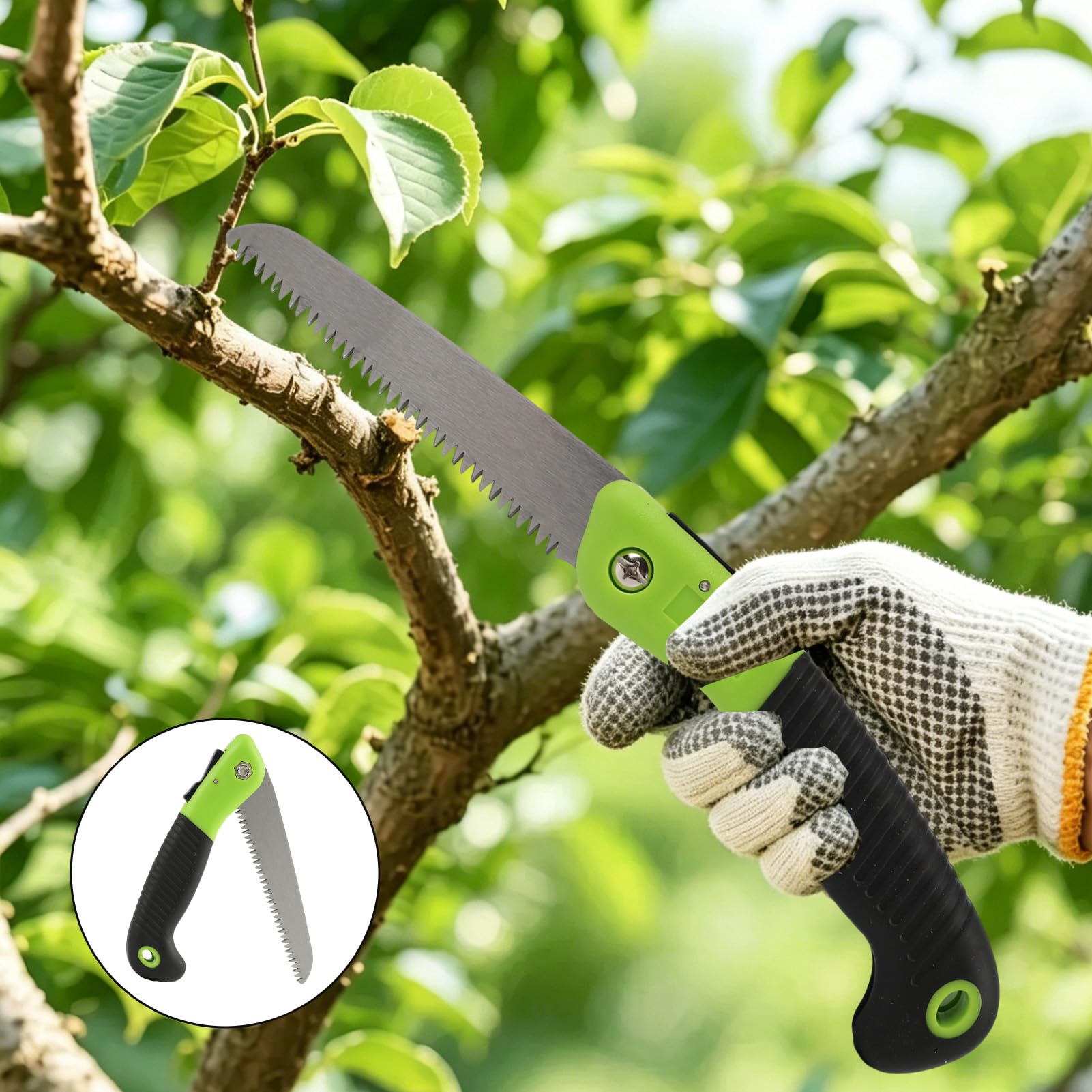 2PCS Sierra de Mano Plegable, pour Poda Serrucho Curvo, con Mango Ergonómico Antideslizante pour Jardinería, Camping, Caza y Herramientas de Supervivencia Compactas