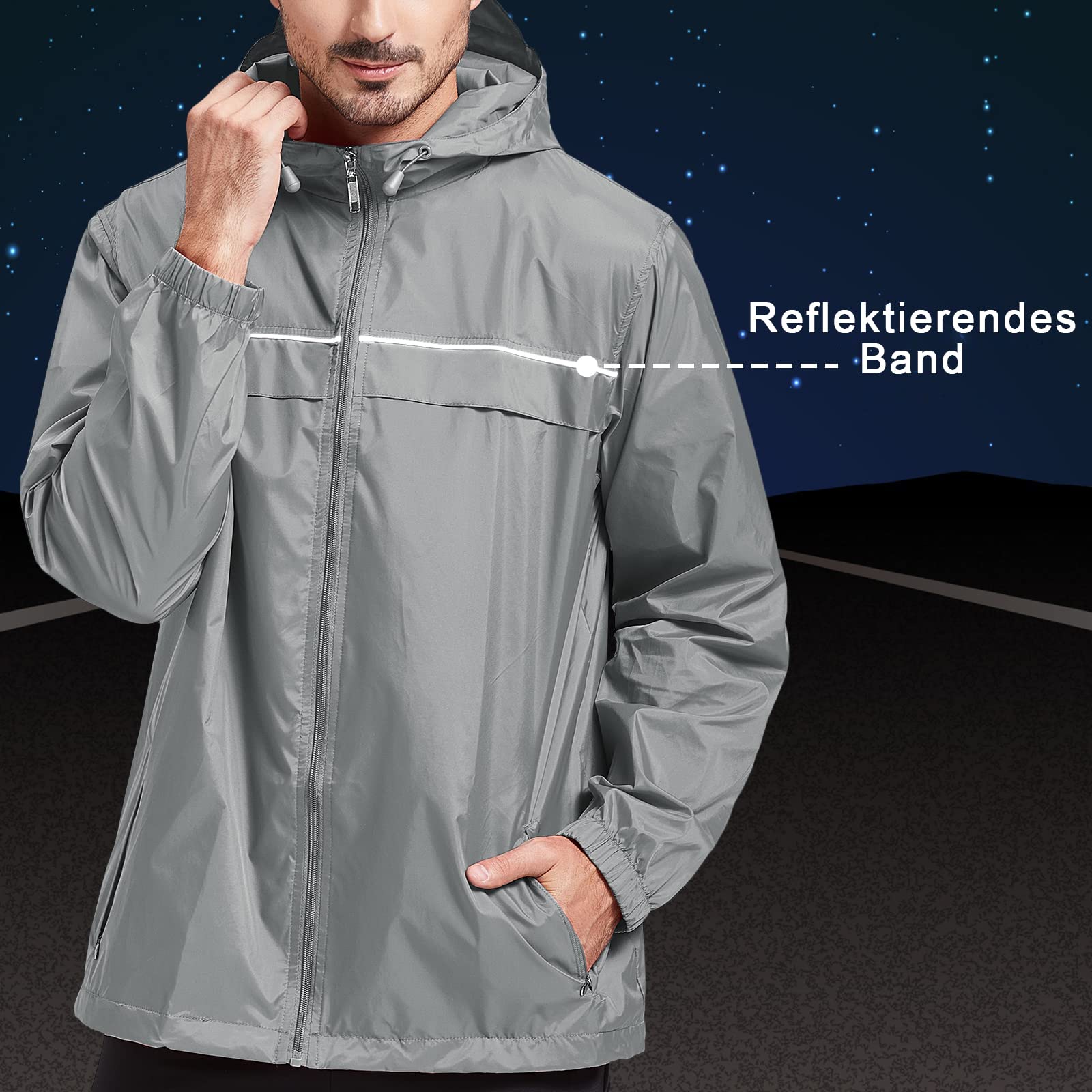 igeekwell Hommes Combinaison de pluie à manches longues Combinaison de neige Imperméable au vent Hooded Manteau de pluie à capuche Suit Windbreaker