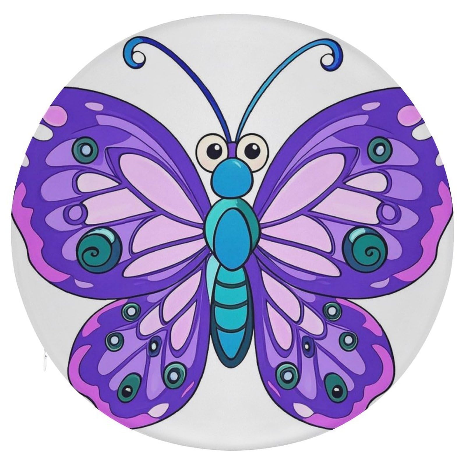FekiLoot Purple Butterfly Chair Cushion Round Memory Foam Seat Cushion Soft Circle Chair Pad with Removable Cover Fashion Decorative Stool Pad for Bedroom Sofa Kitchen Office 15.4" X 15.3"