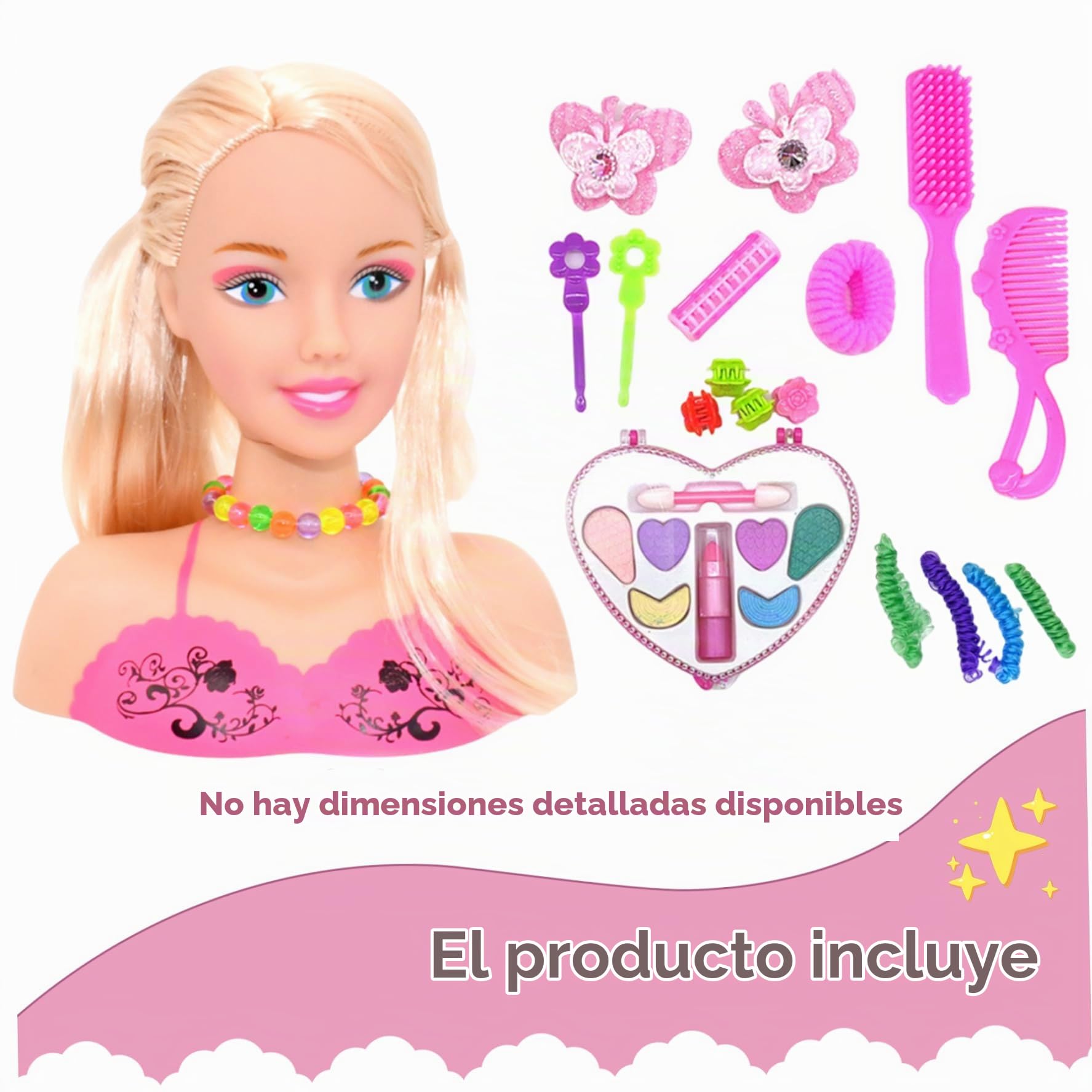 Cabeza de muñeca, 1 Cabezal de muñeca para el Cabello para niños con Accesorios Seguros y Lindos Estilo Realista para niños Regalo