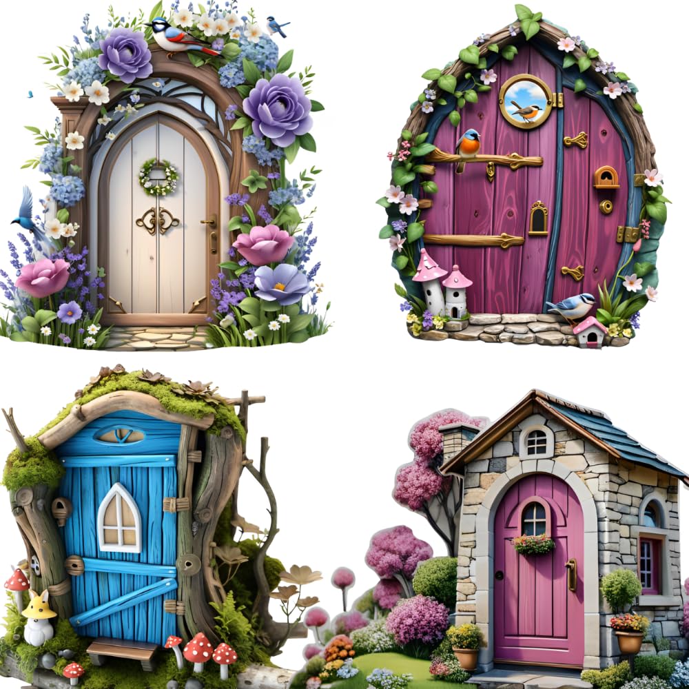 Tree Fairy Door Wall Decal – Removable Vinyl Sticker For Bedroom, Playroom, Nursery (Magical Illusion)