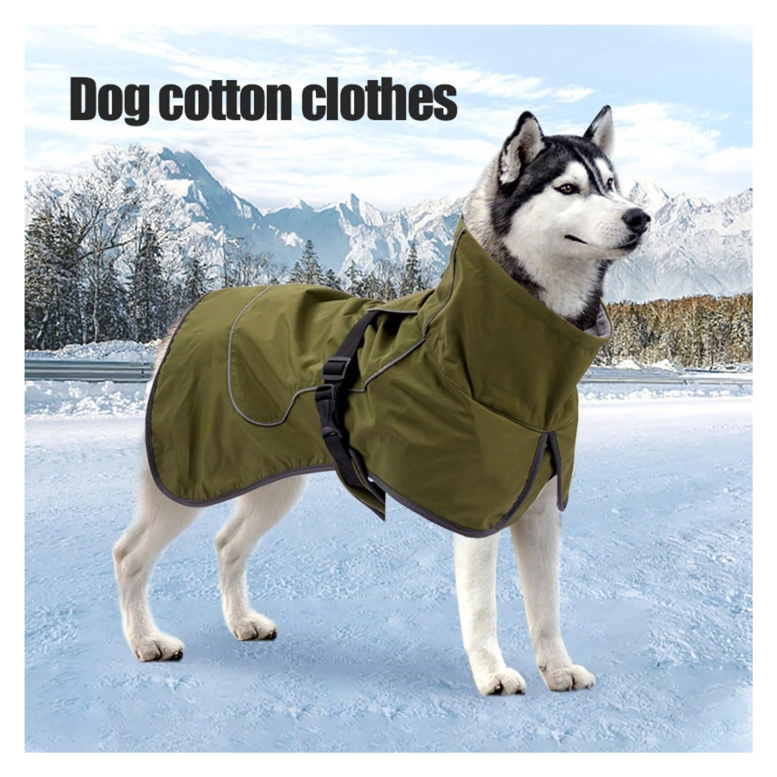 Manteau d'hiver imperméable et réfléchissant pour chien, doublure en polaire et résistant au froid avec col haut réglable pour chiens de grande taille (vert, XL)
