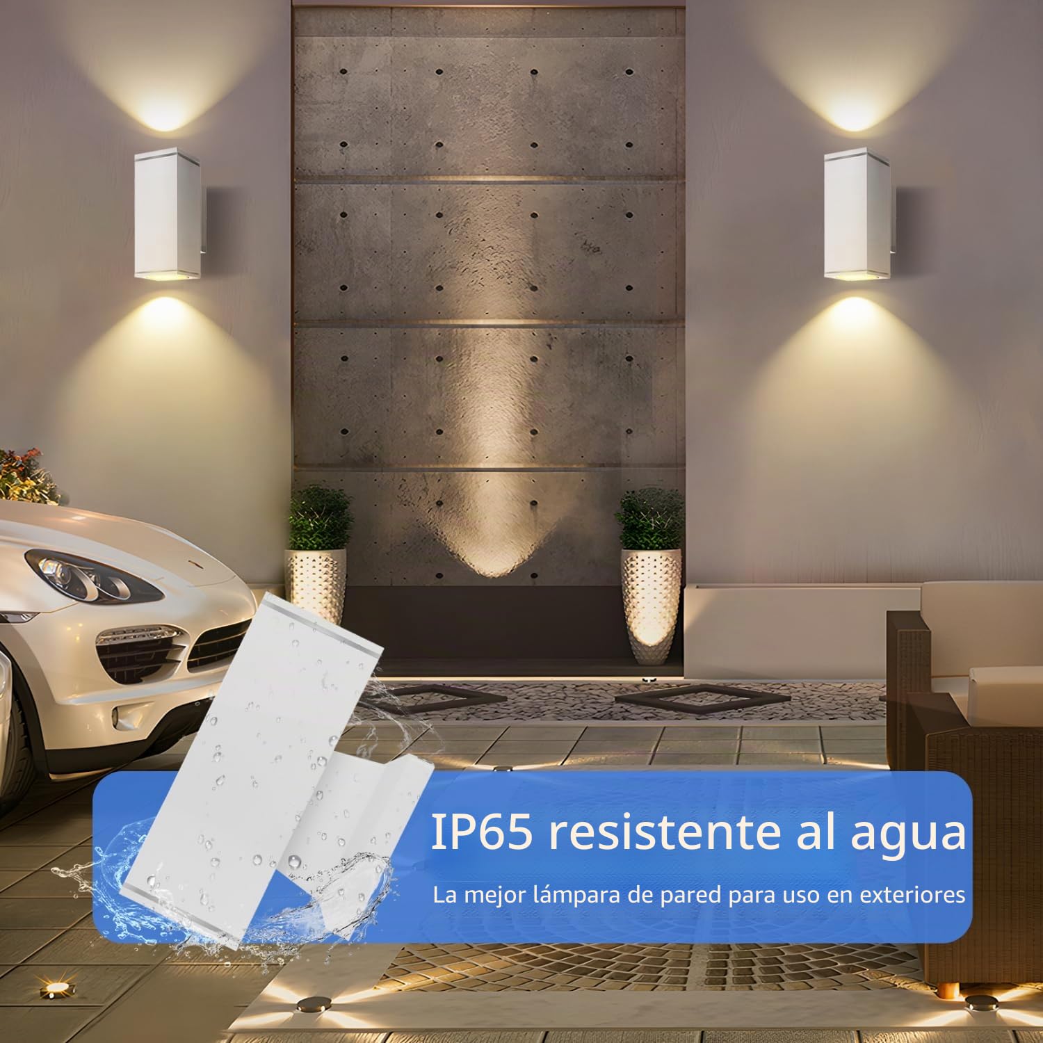 Aigostar 10x Aplique de Pared Exterior/Interior IP65 – Pack 10 Unidades para Terraza, Jardín, Entrada, Pasillo, Balcón. Luz Arriba/Abajo, Aluminio, Cristal Templado, GU10 (No Incluye Bombilla), Blanco