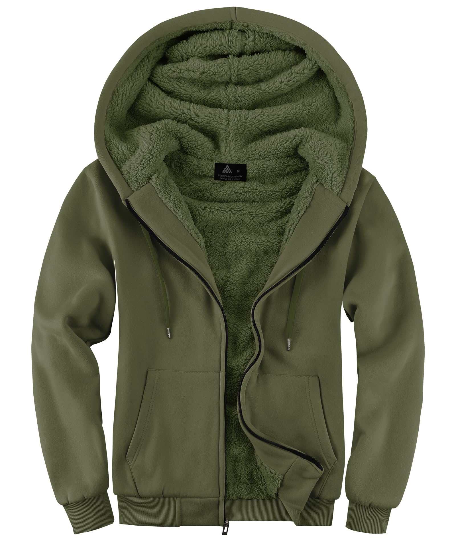 SwissWell Hoodies Herren Gefütterte Sweatjacke mit Kapuze Winter Jacke Reißverschluss Warmer Fleece Kapuzenjacke für Arbeit Wandern