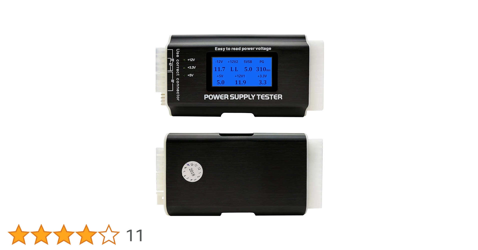 Computer PC Power Supply Tester, ATX/ITX/IDE/HDD/SATA/BYI Connectors Power Supply Tester, 1.8'' LCD Screen (Aluminum Alloy Enclosure)