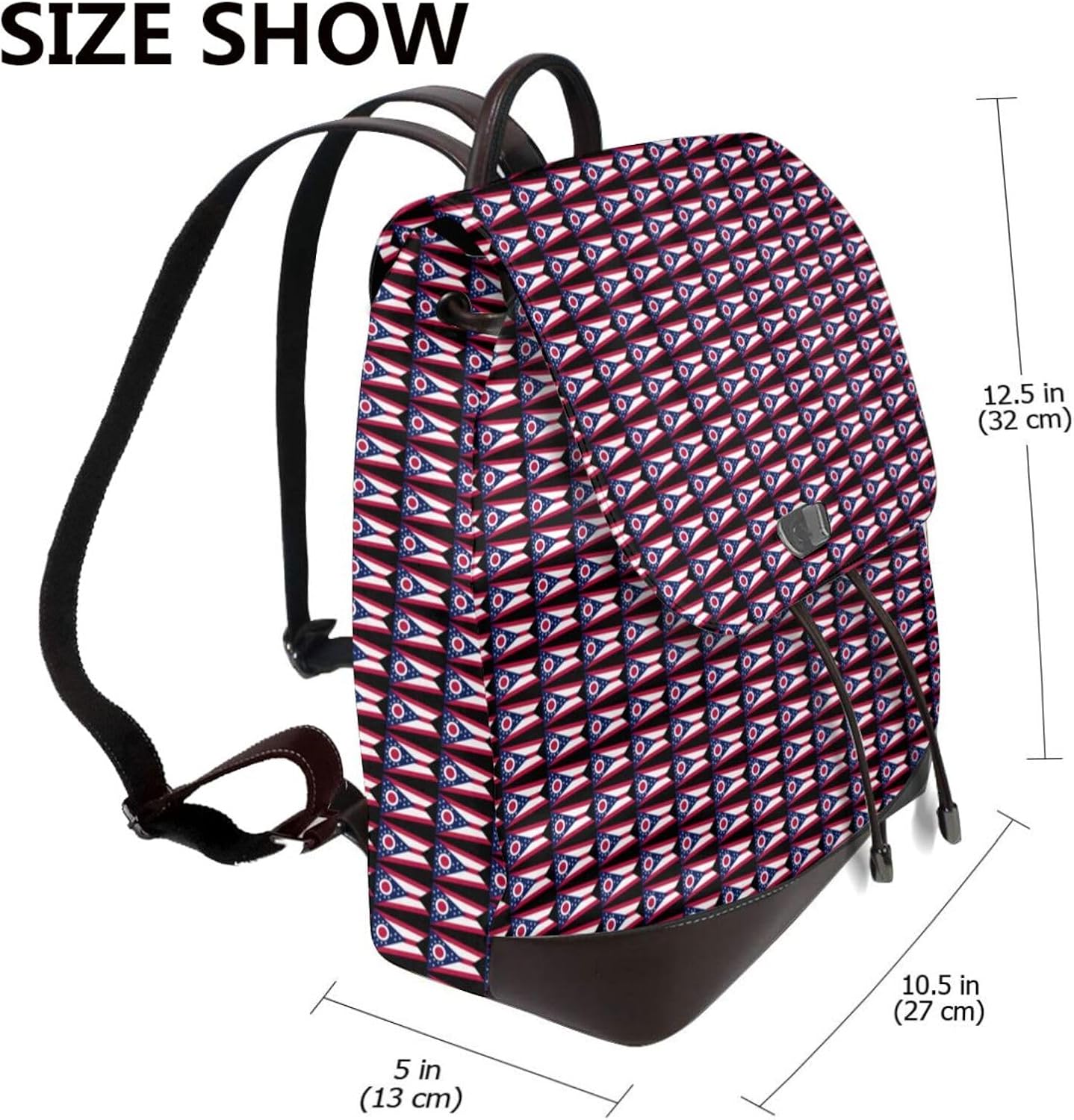 Ohio State Flag Print Women'S Backpack Stylish Lightweight Versatile Rucksack Ladies Casual Bag Travel