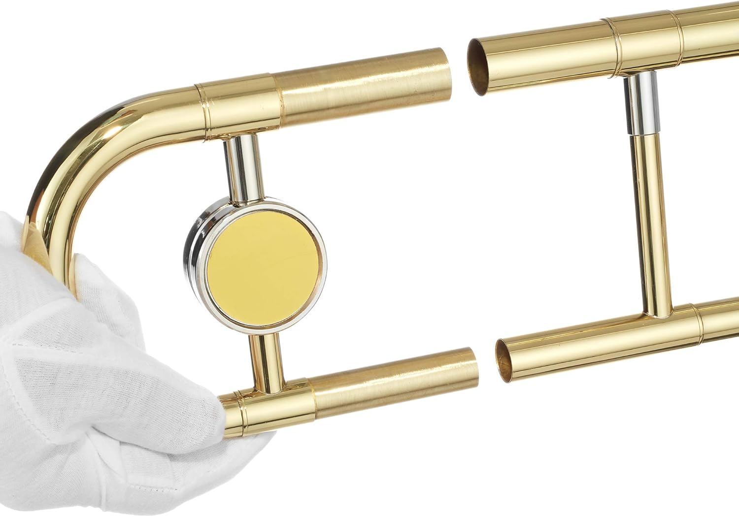 Ashthorpe Bb Tenor Slide Trombone with Gold Lacquer Finish - Includes Case, Mouthpiece, Gloves, Cleaning Cloth, Slide Grease
