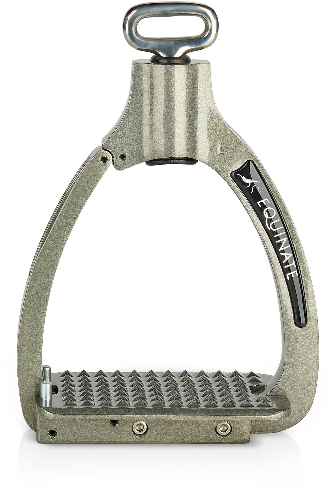 Equinate Kingswell - Estribos de seguridad (2 unidades, aluminio, ligeros, con brazo de seguridad y suspensión con resorte), color gris