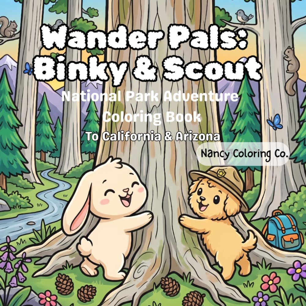 Wander Pals: Bunny & Puppy: Nation Park Adventure Coloring Book To California & Arizona