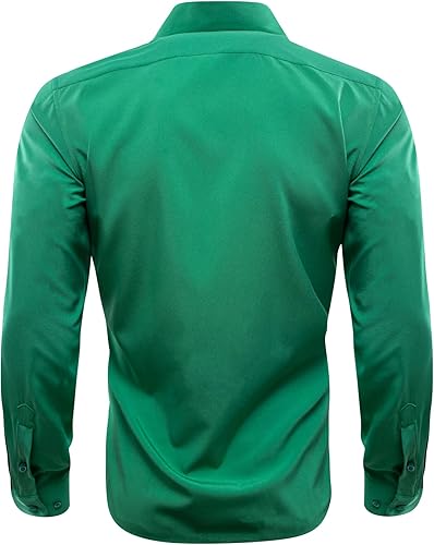 Miniatura 5 de Barry.Wang Camisas de vestir sólidas de manga larga para hombre, camisa formal, cuello alfiler, multicolor, negocios, casual, camisas con botones